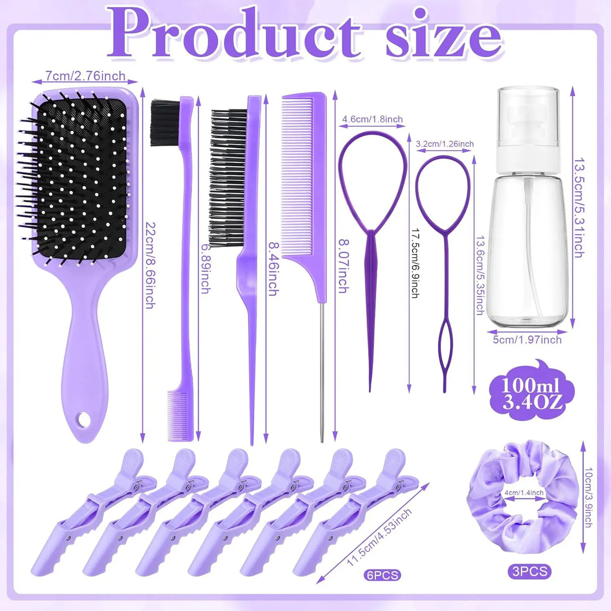Kit De Peine Para Cabello De 15 Piezas Con Botella De Spray - Image 3