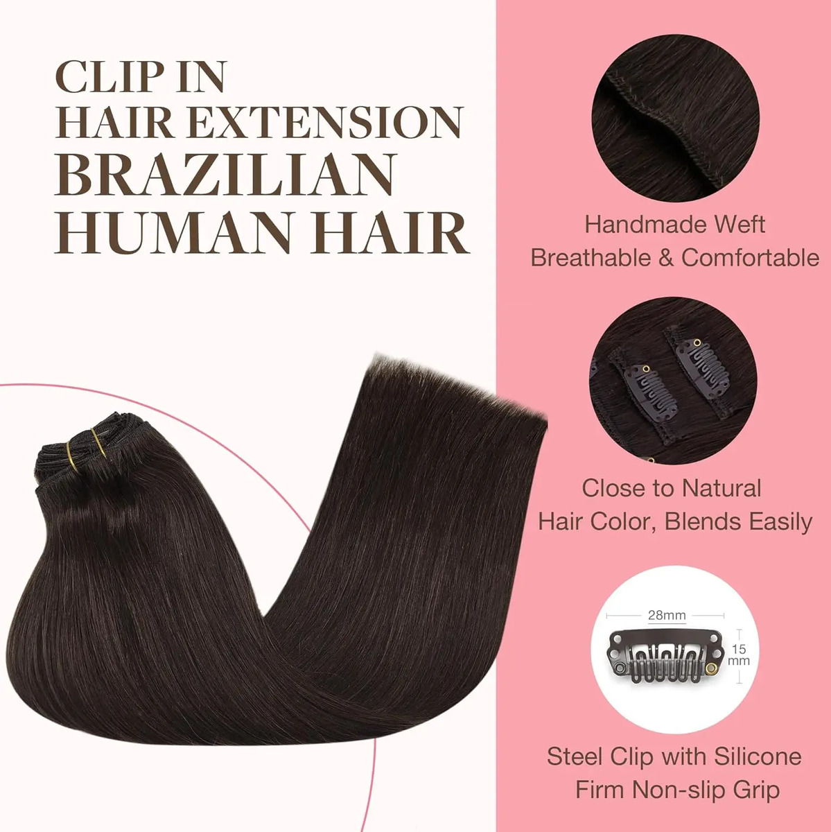 Cabello Humano Remy Natural 60cm Marrón Claro Marrón Claro - Image 3