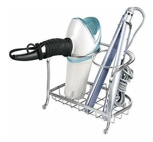 Soporte Para Secador De Pelo O Rizador Plateado Plateado
