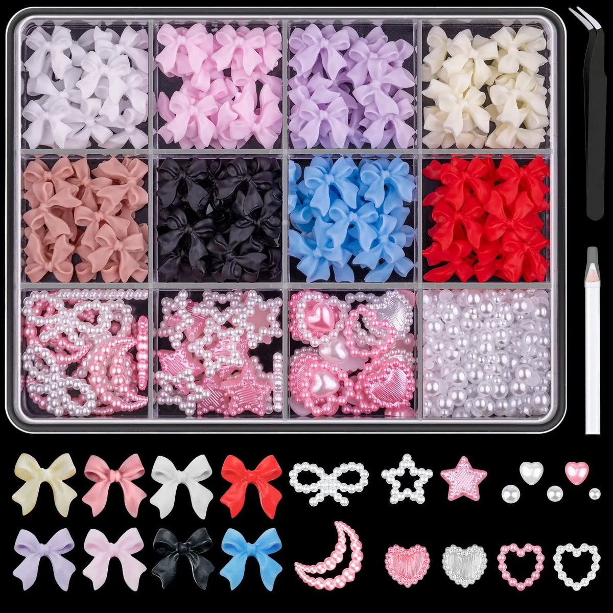 Kit De Manicura 600 Piezas De Charms Y Perlas Planas