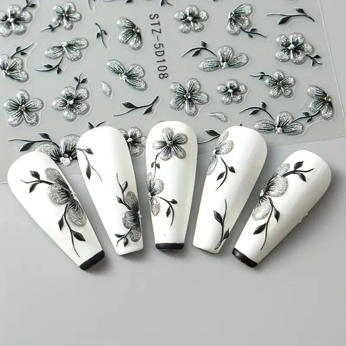 Pegatinas De Flores Para Uñas Decoradas Con Diseños De Hojas - Image 8