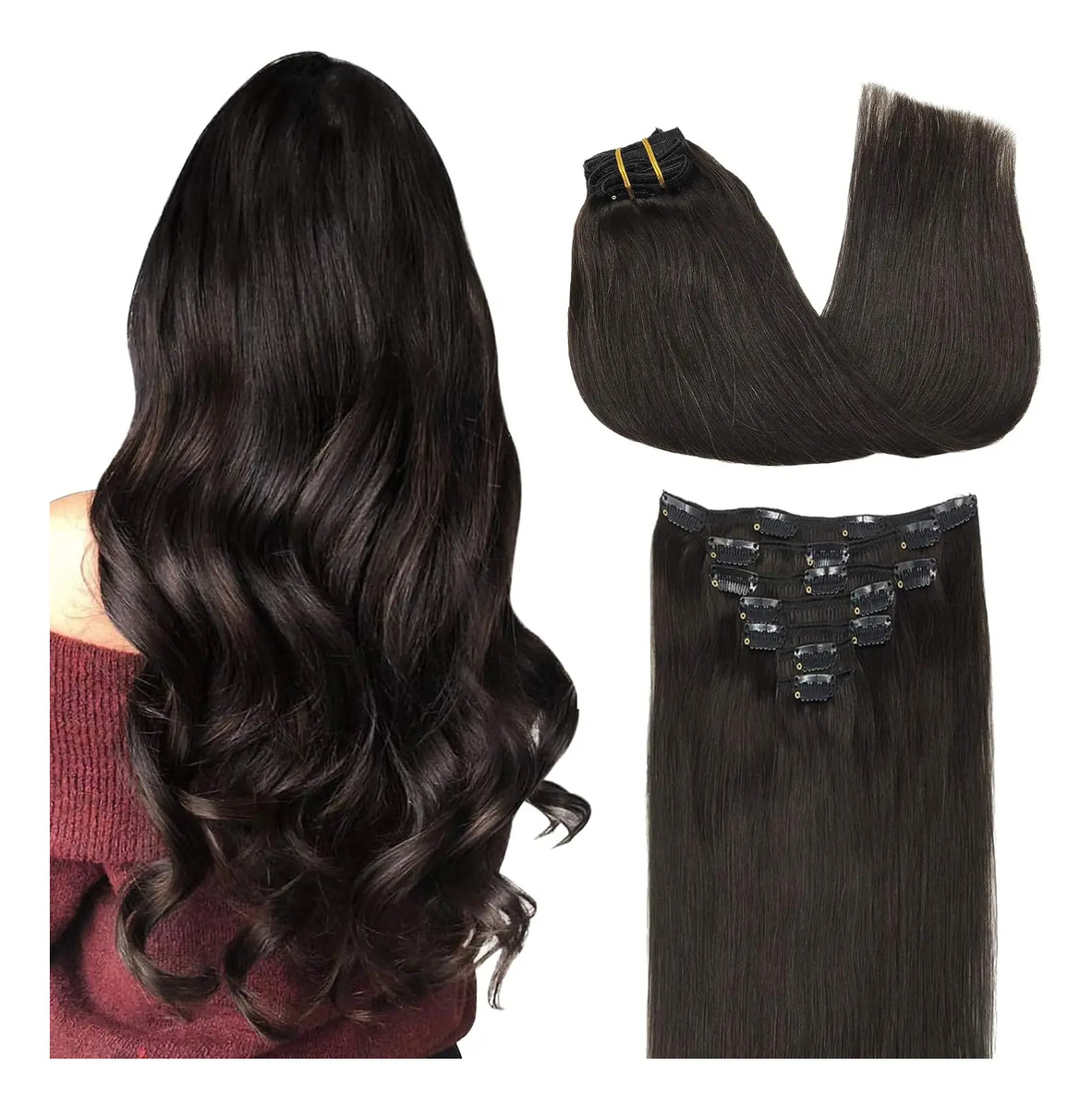 Cabello Humano Natural 40cm Marrón Marrón