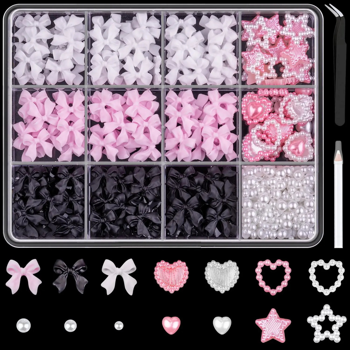 Conjunto De Charms Y Perlas Para Arte De Uñas De 600 Piezas