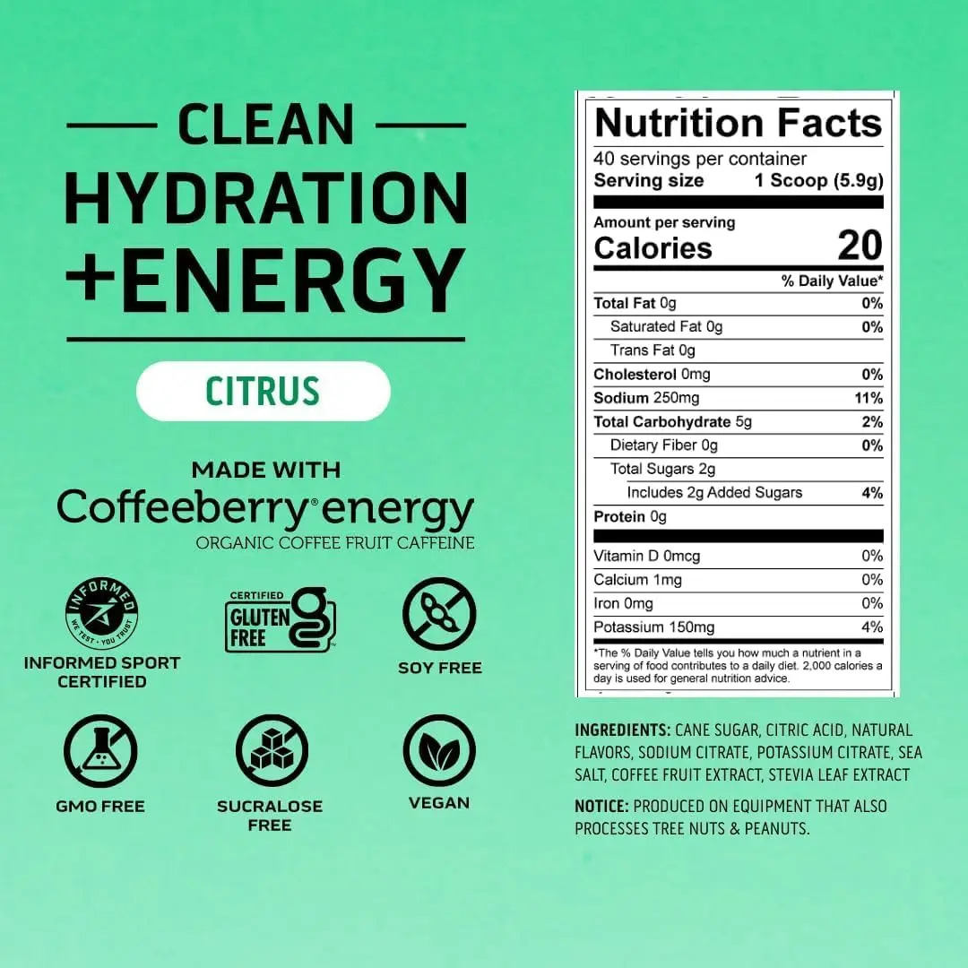 Polvo De Hidratación Con 100mg Cafeína 40 Porciones Sabor Cí - Image 3