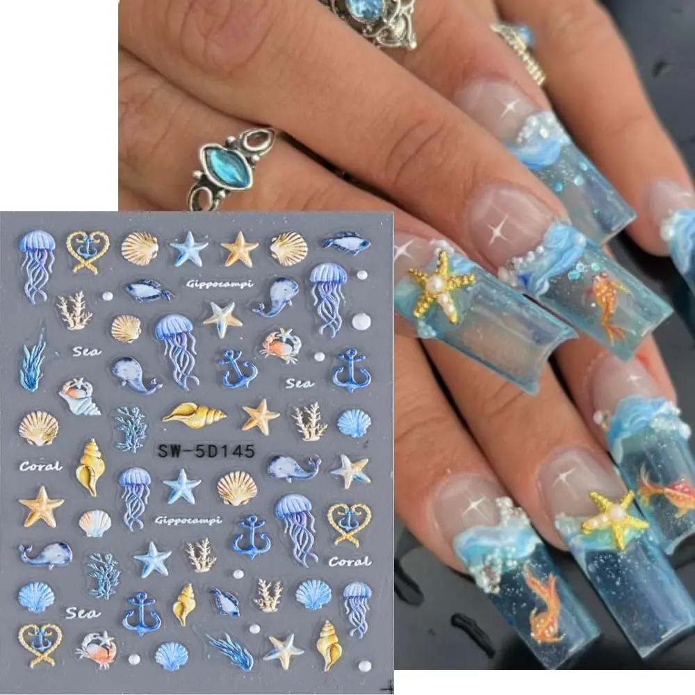 Pegatinas De Nail Art De Vida Marina Con Diseños De Conchas - Image 2
