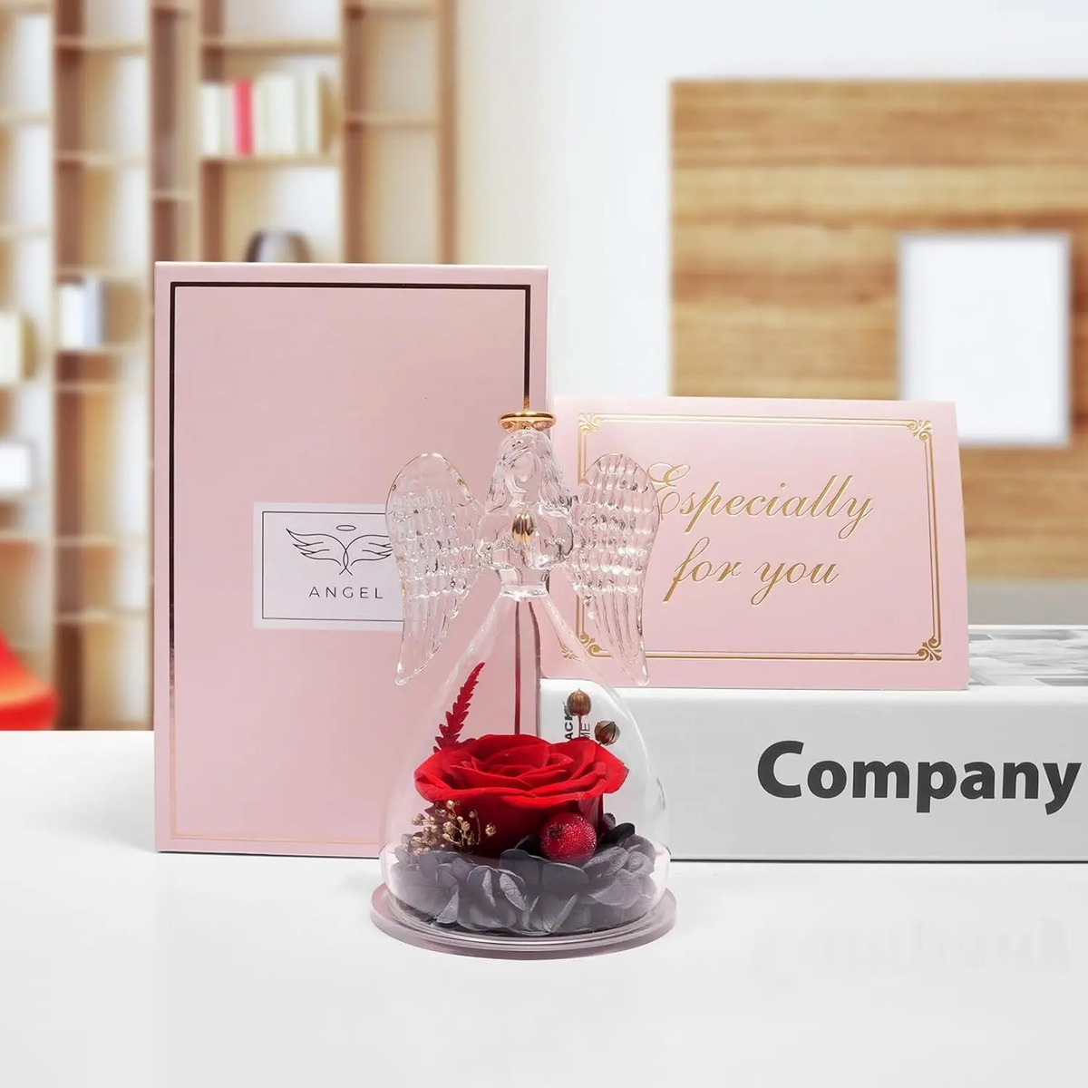 Regalo Para Mamá: Rosa Preservada Con Ángel Roja, Día De La - Image 4