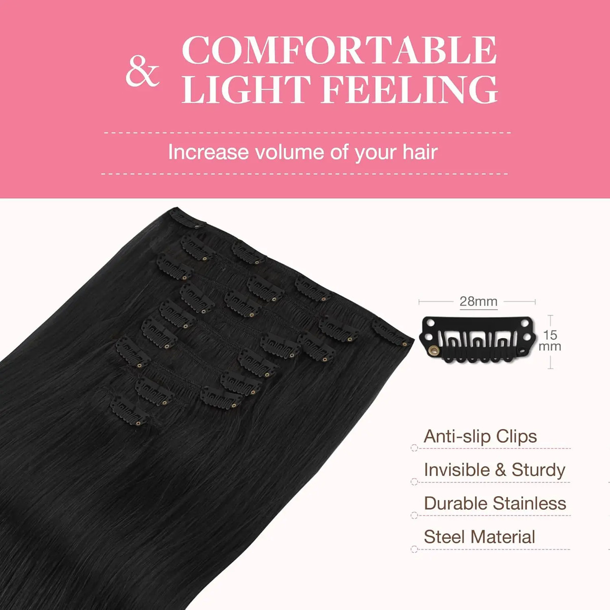 Cabello Remy De 35 Cm Y 150 G En Negro - Image 6