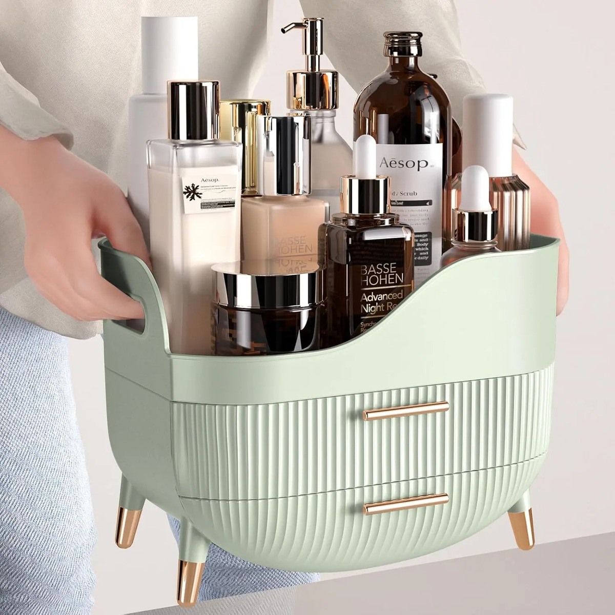 Organizador De Maquillaje, Cajones, Verde Salvia Grande - Image 5