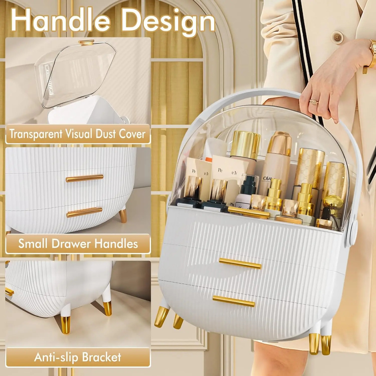 Organizador De Maquillaje Con Cubierta Transparente En Blanc - Image 3
