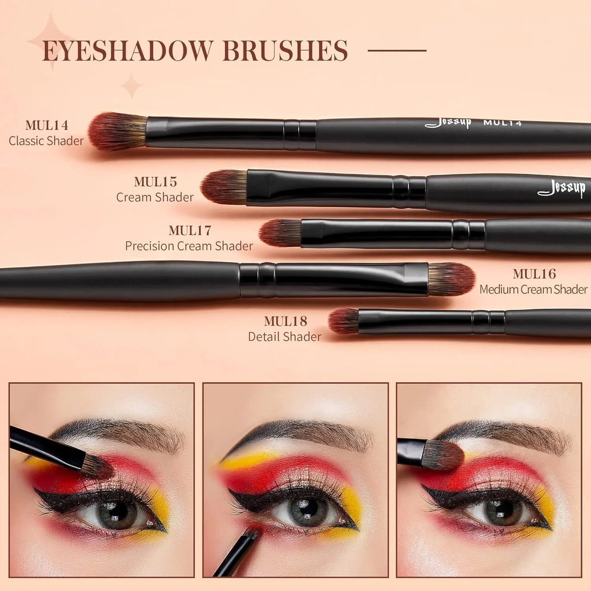 Pinceles De Maquillaje Veganos Sintéticos De 16 Piezas De Je Negro - Image 4