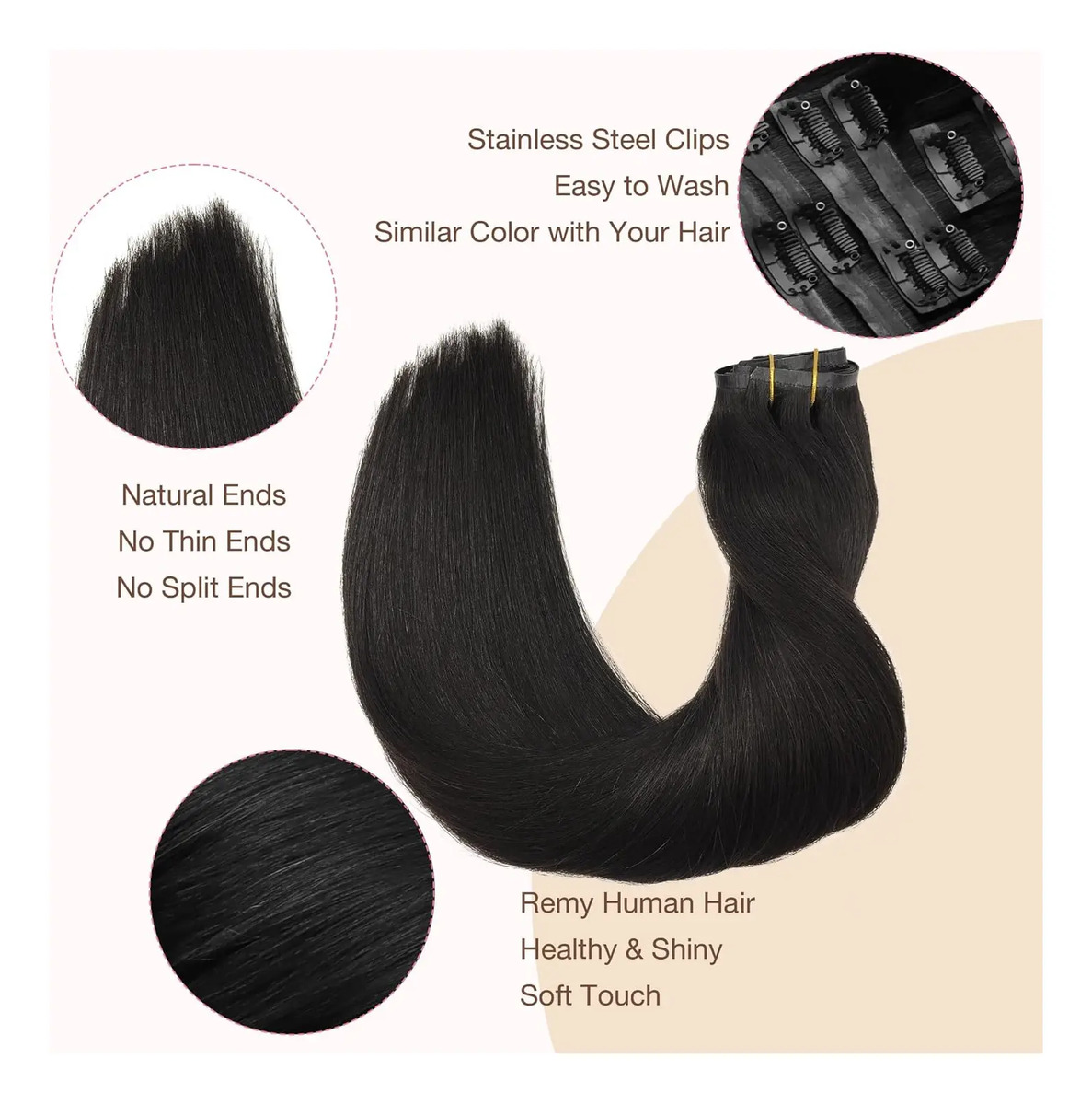 Extensiones Cabello Natural 35 Cm Negro - Image 6