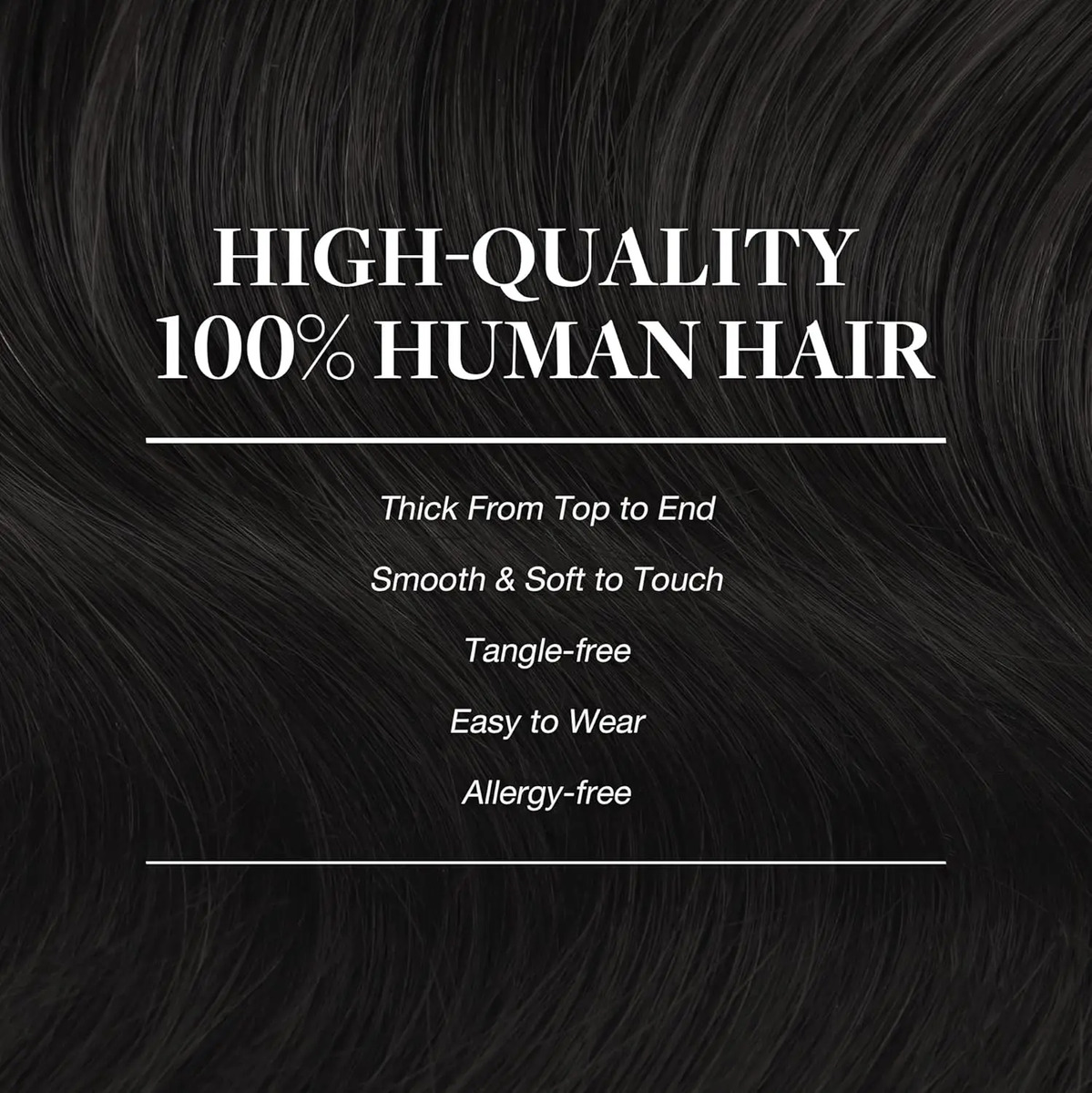 Cabello Humano Natural 50cm 120g Negro Negro - Image 4