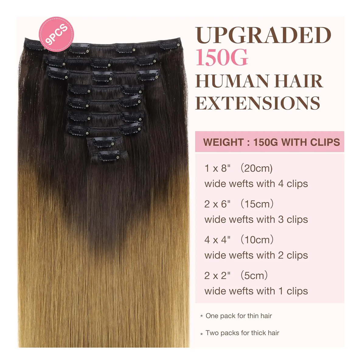 Extensiones De Cabello Humano 35 Cm Y 150 G Color Chocolate - Image 2