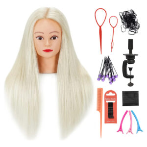 Cabeza Maniquí Pelo Humano 66 Centímetros Para Peluquería Awesome Black