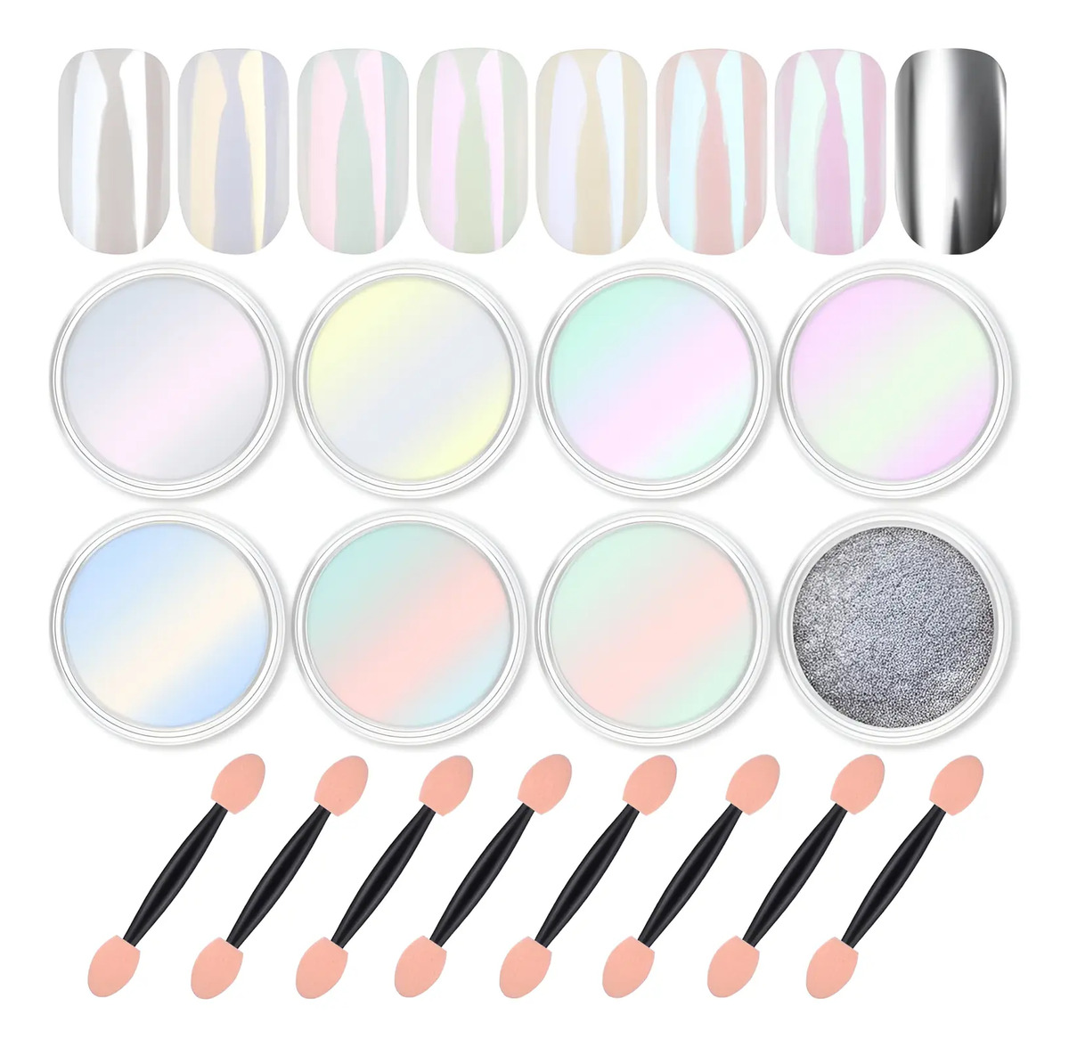 Kit De Polvo Para Uñas Artdone De 8 Frascos Con Efecto Espej
