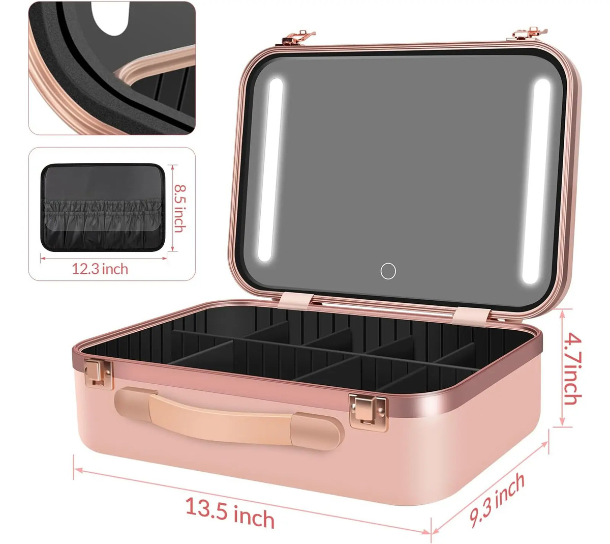 Maleta Maquillaje Grande Espejo Iluminado Luces Led Ajustabl - Image 2