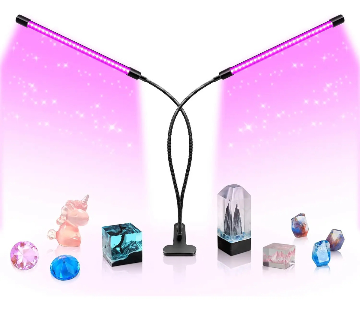 Luz Uv Led Negro Doble Cabeza, 39-40cm Brazo Flexible 2-head