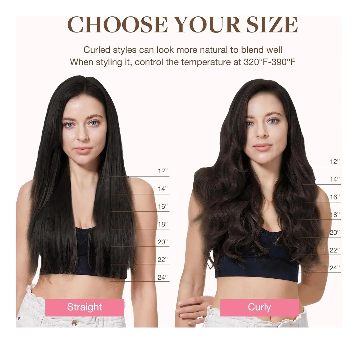 Cabello Humano Natural 40cm Marrón Marrón - Image 8