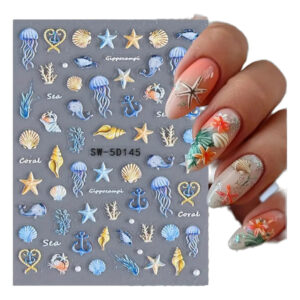 Pegatinas De Nail Art De Vida Marina Con Diseños De Conchas