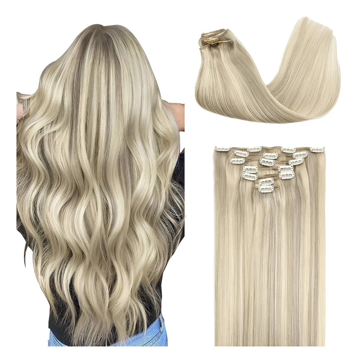 Extensiones Cabello Remy 55 Cm Para Mujer Rubio