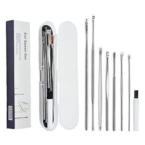 Kit Limpiador Oídos 8 Piezas Limpieza Cera Acero Inoxidable