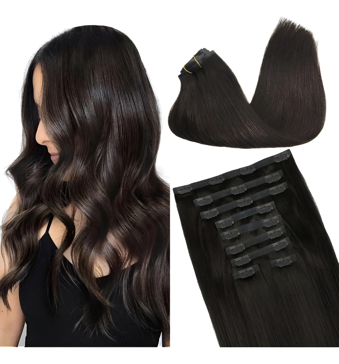Cabello Humano Remy 35 Cm Marrón Oscuro Marrón Oscuro