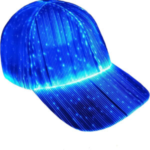 Gorra Led Con Fibra Óptica, 7 Colores, Carga Usb, Blanco