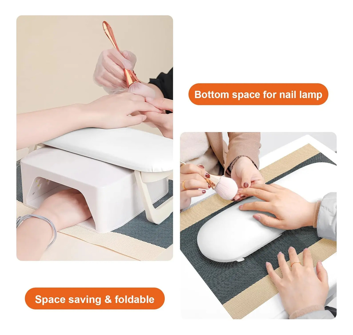Reposabrazos Plegable De Cuero Pu Para Manicura Con Almohadi - Image 3