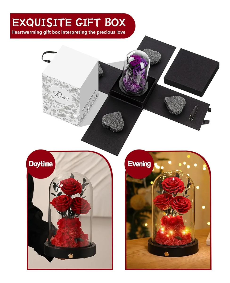 Regalo Para Mamá: Rosa Roja En Domo De Vidrio Día Madres - Image 5
