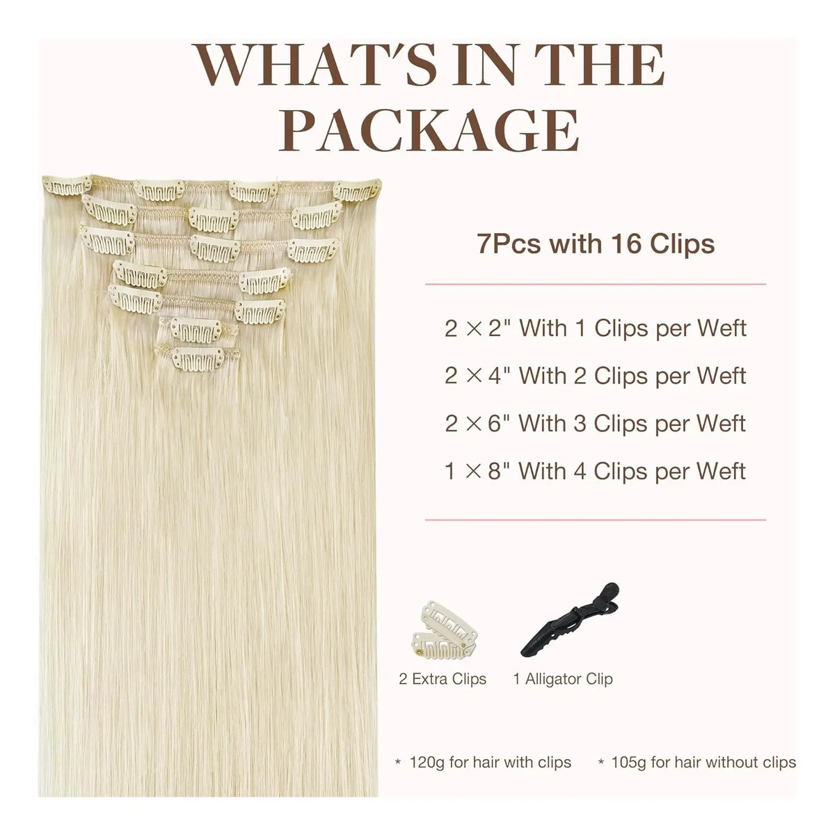 Extensiones Cabello Humano Remy 55cm 120g 7 Piezas Mujer - Image 2