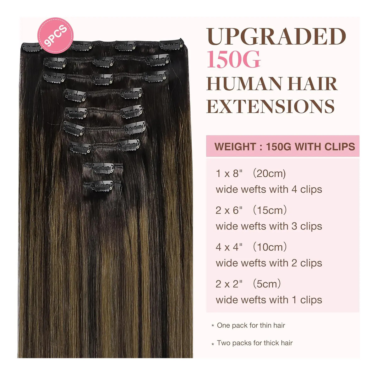 Cabello Humano Natural 35cm Marrón Marrón - Image 2