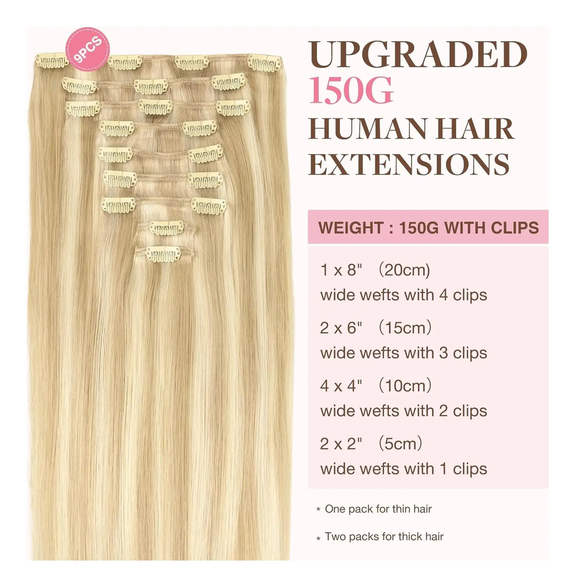 Pelo Clip Natural Remi 45cm 150 Gramos Rubio Claro - Image 2