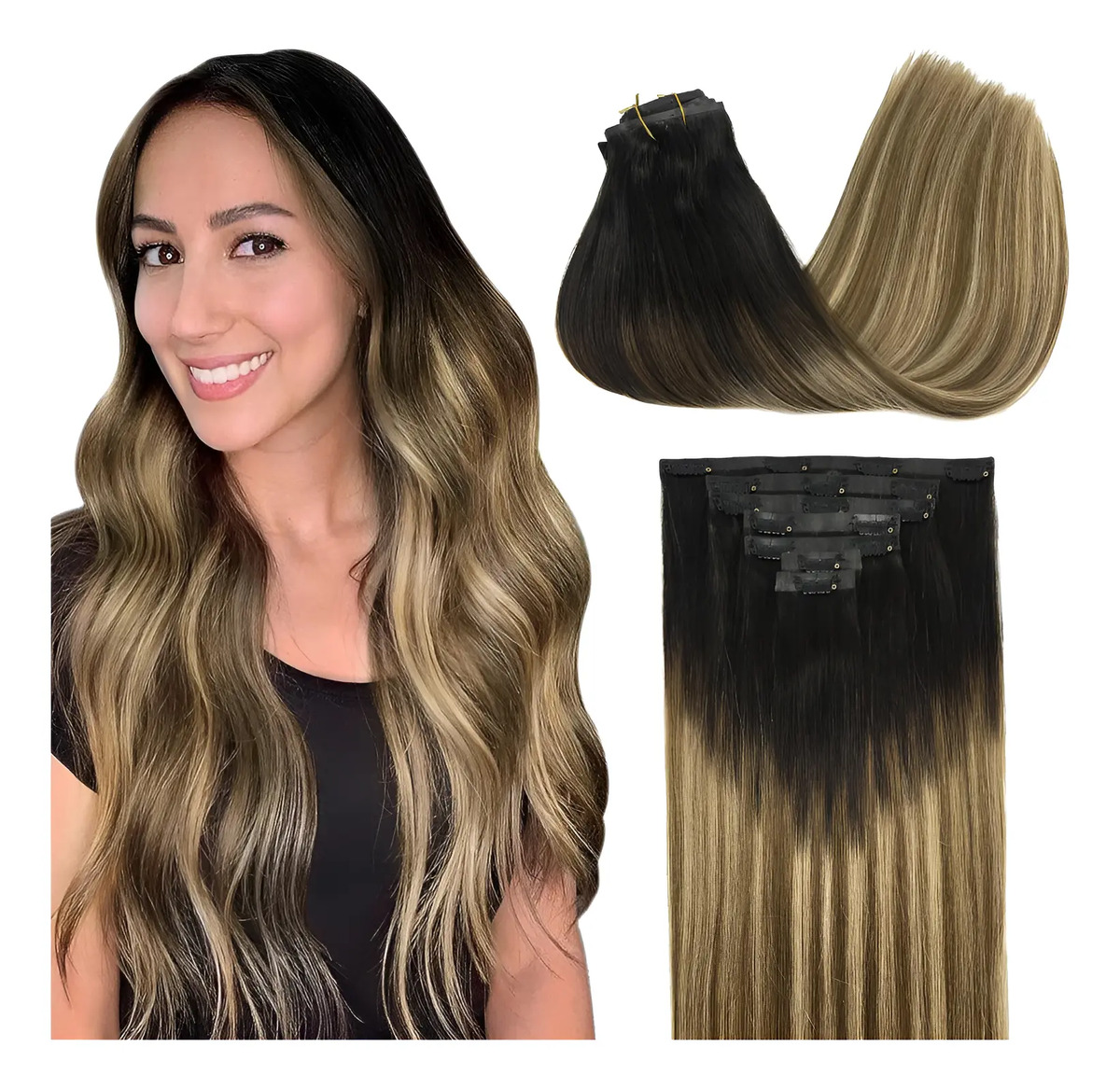 Extensiones De Cabello 40cm 7 Piezas Marrón Rubio