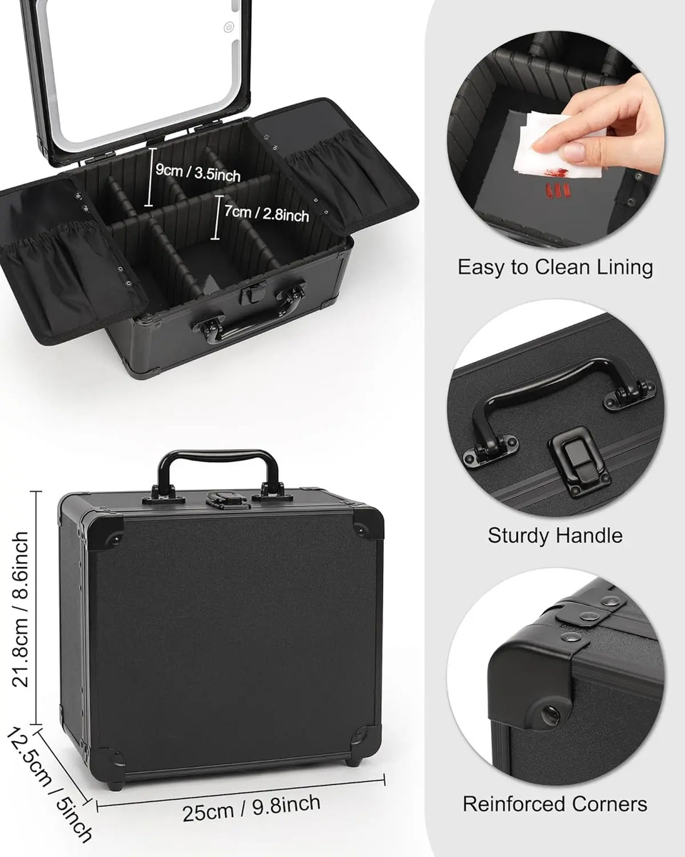 Bolsa De Maquillaje Con Espejo Led Recargable Para Mujeres - Image 5