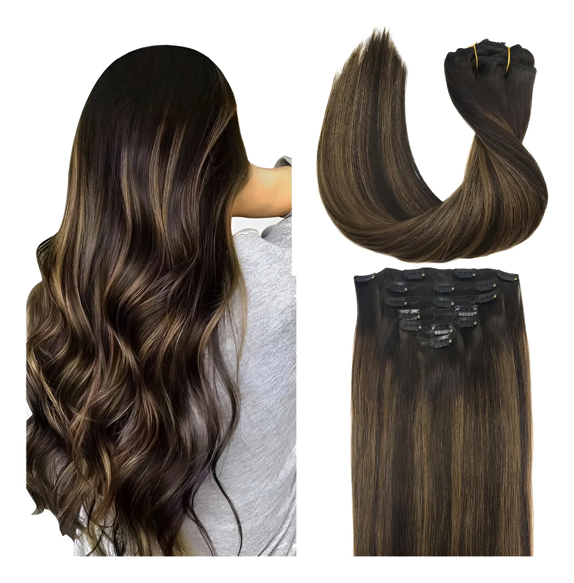 Extensiones Cabello Remy 55cm 120g Color Marrón
