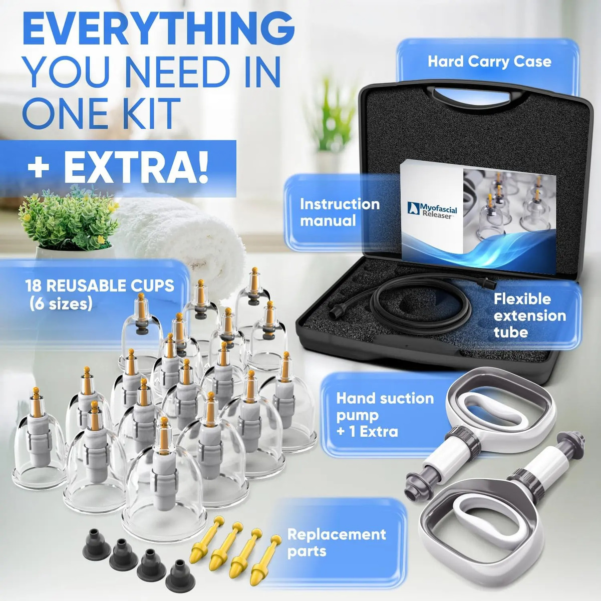 Conjunto De Ventosas Profesionales Con 18 Ventosas Manuales - Image 3