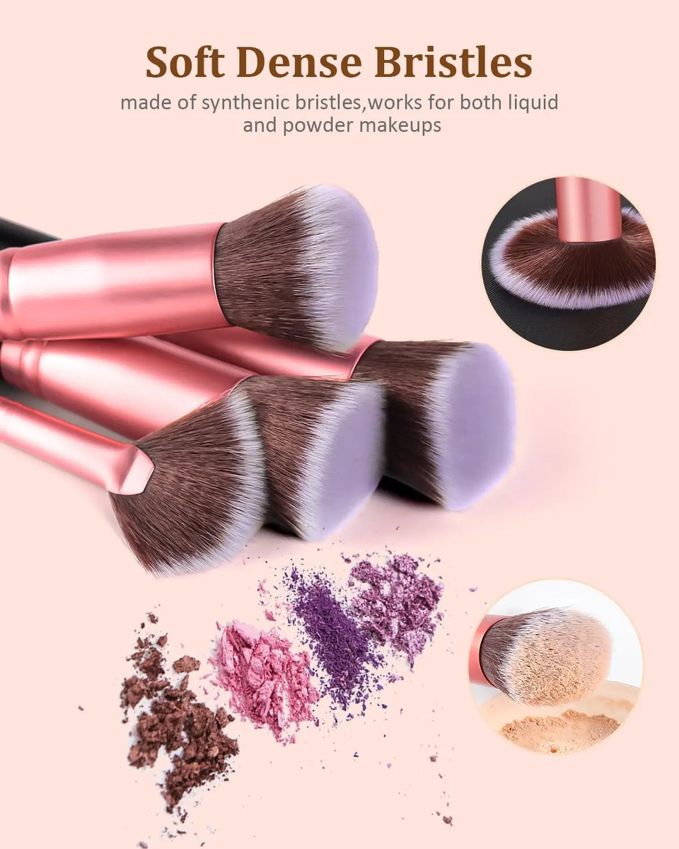 Pinceles De Maquillaje Bestope Pro De 16 Piezas Para Rostro Black Rose Golden - Image 4