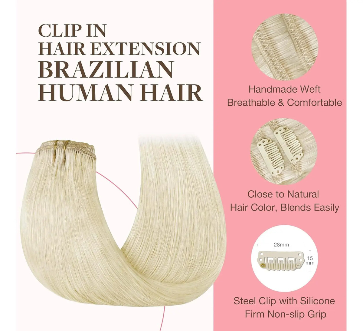 Cabello Humano Remy 45 Cm 7 Piezas Mujeres - Image 3