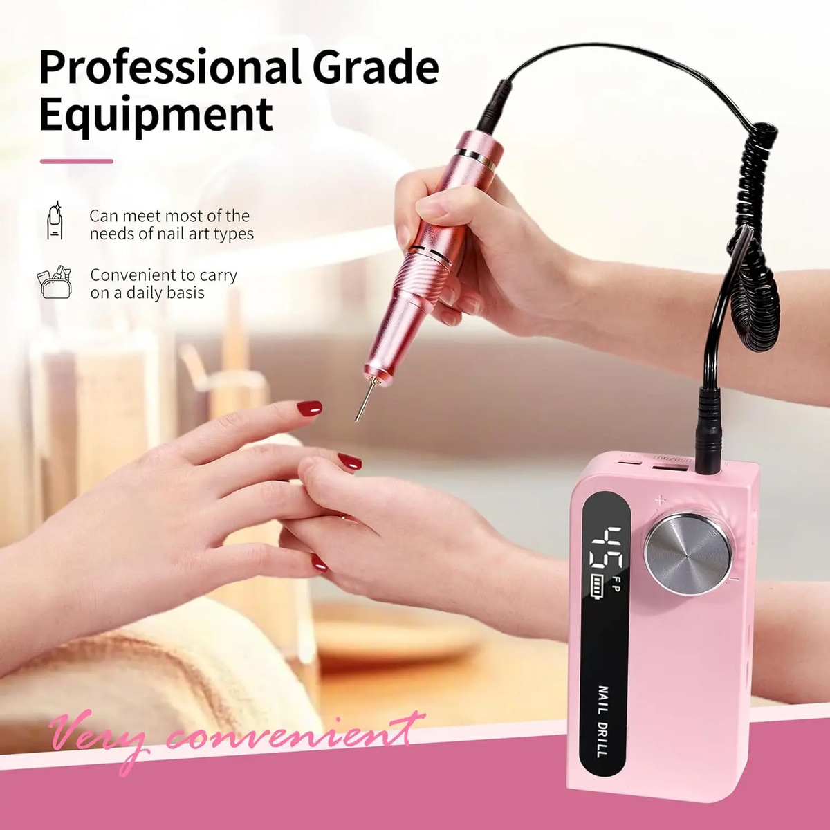 Lima De Uñas Portátil Recargable Rosa - Image 2