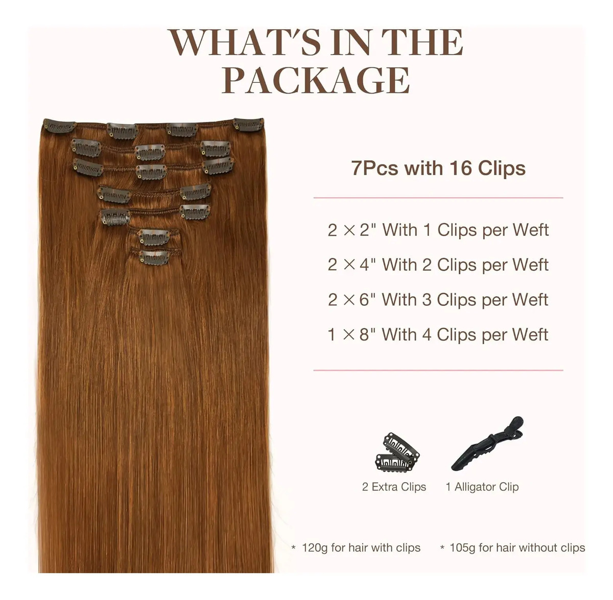 Cabello Clip Mujer Pelo Humano 45cm - Image 2
