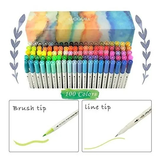 Gc 100 Dual Tip Brush Pen Marker Set Puntas De Cepillo Flexi - Image 2