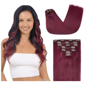 Cabello Humano Remy 45 Cm Color Burdeos