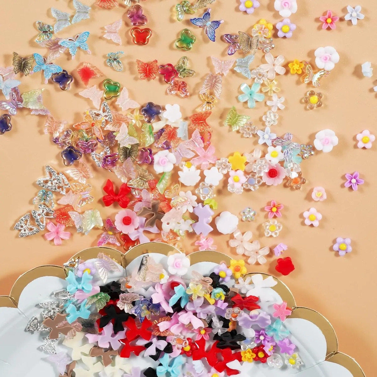 Adornos De Uñas Flor Mariposa 3d Con Cristales Ab Estrellado - Image 4