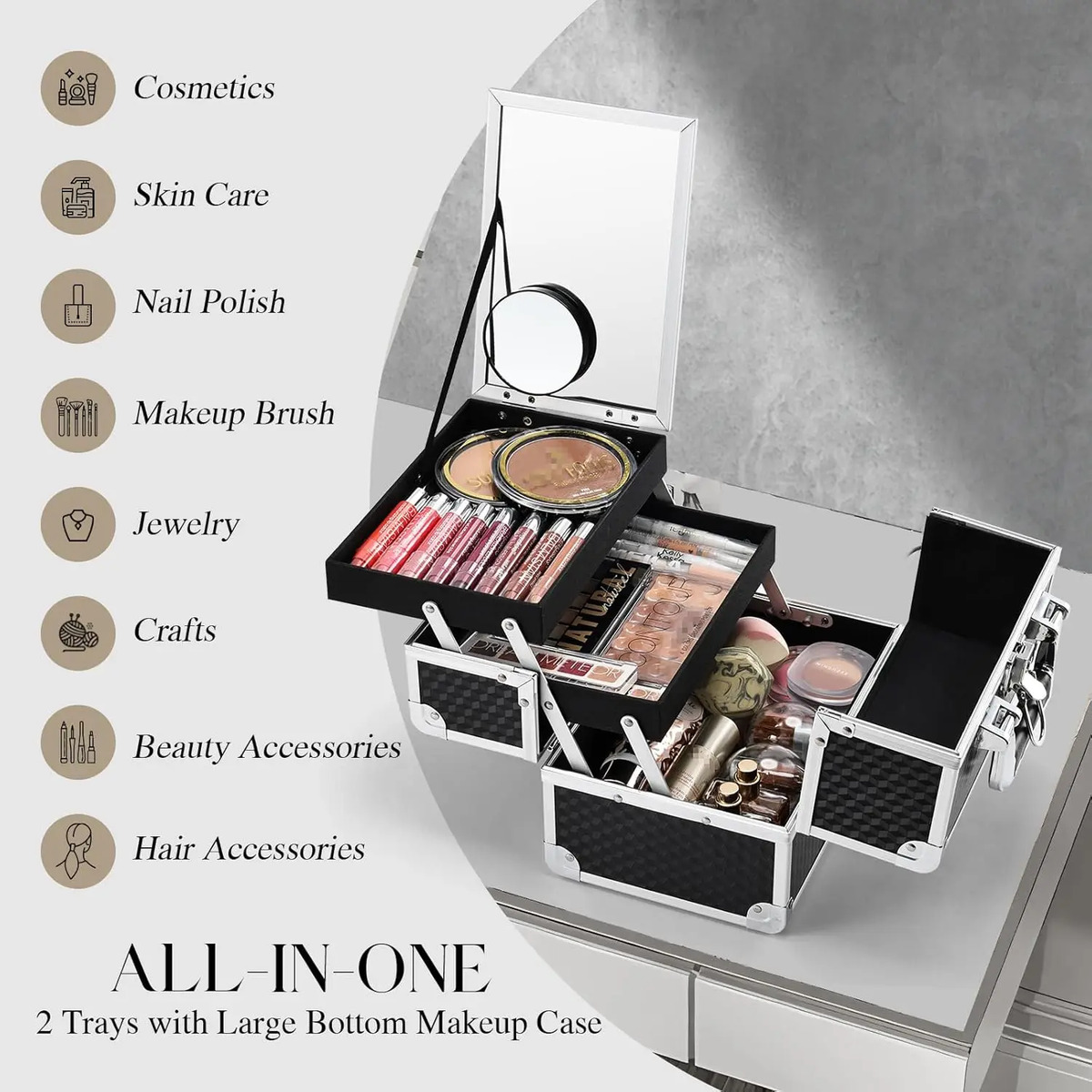 Caja De Maquillaje Portátil Negro - Image 2