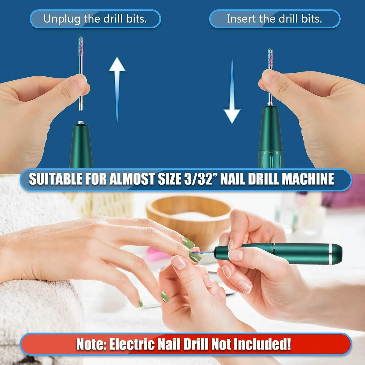 Kit De 21 Piezas Para Uñas, Bits De Cerámica Y Acrílico, Tam - Image 4