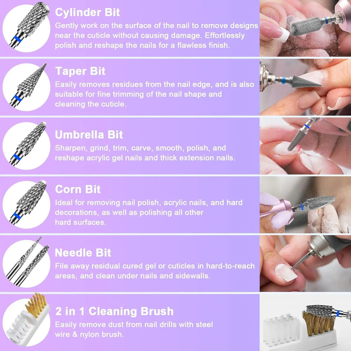 Broca De Uñas De Carburo Para Manicura Profesional De 2 Cm C - Image 6