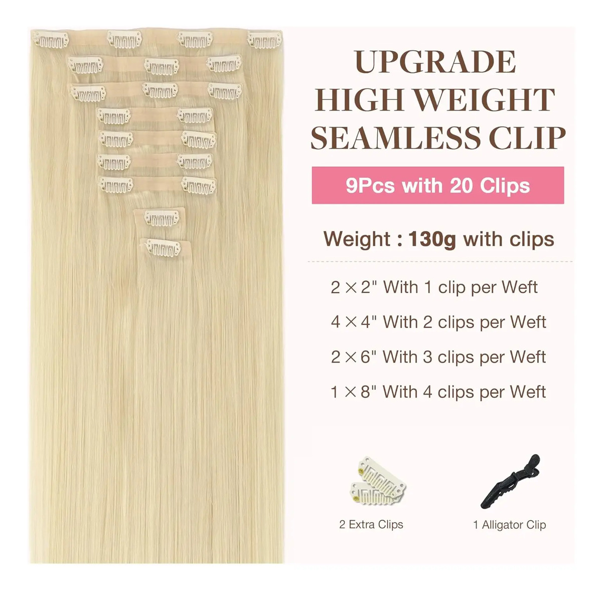 Extensiones Cabello Humano 35cm Rubio Platino - Image 2