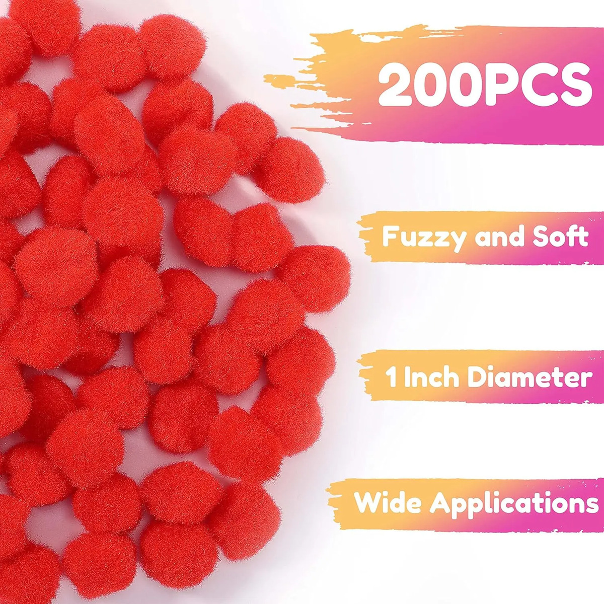 Pom Poms Rojos Esponjosos De 2,5 Cm Para Manualidades - Image 2