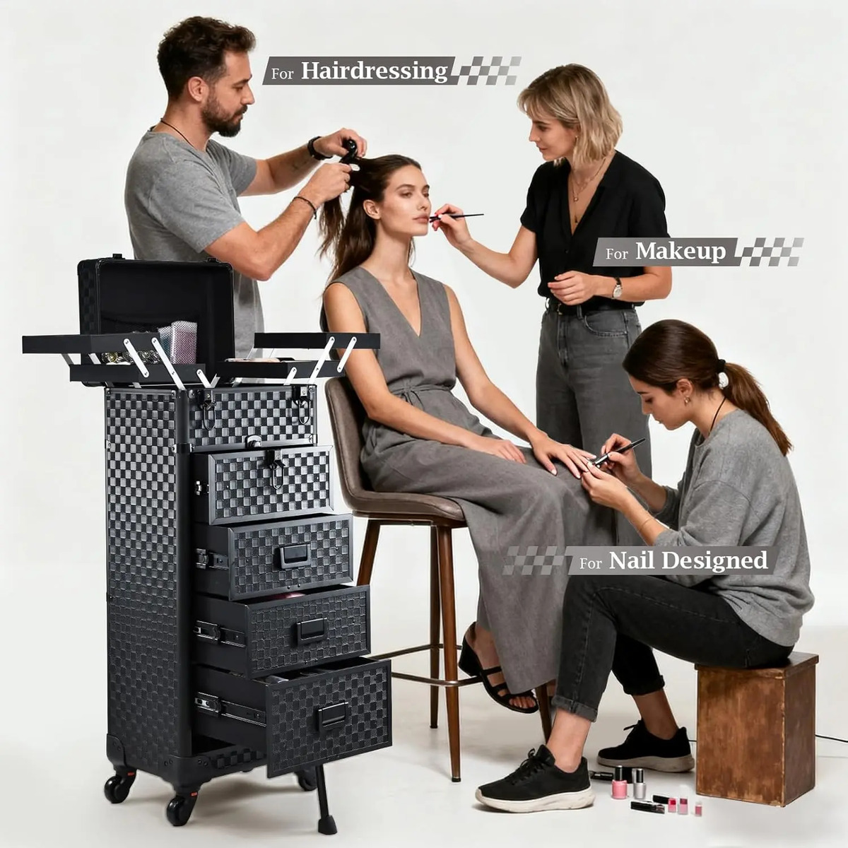 Maletín De Maquillaje Con 4 Cajones Para Artista Con Soporte - Image 3