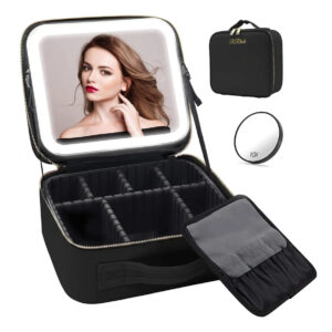 Bolso De Maquillaje Viaje Con Espejo Led 10x Magnifico
